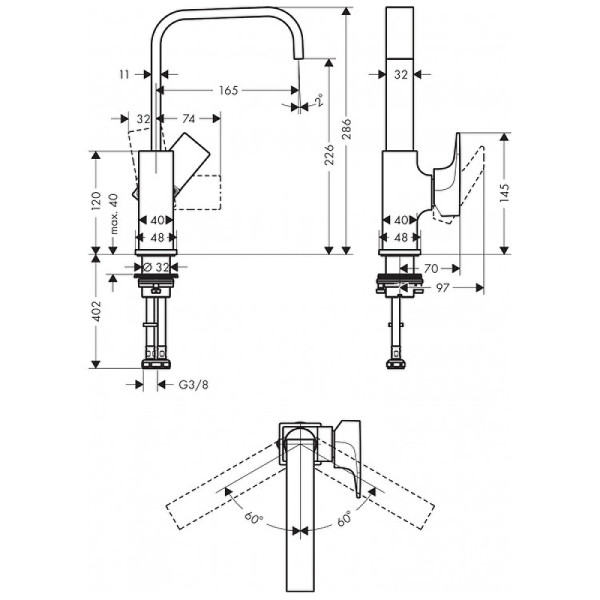 Смеситель для раковины Hansgrohe Metropol бронзовый (32511140)