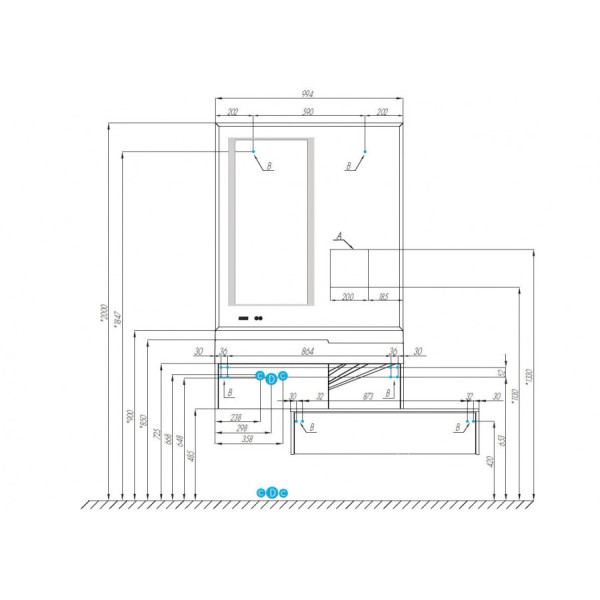 Зеркало Aquaton Сакура 994x29x1100 серебристый (1.A235.1.02S.KW8.0)