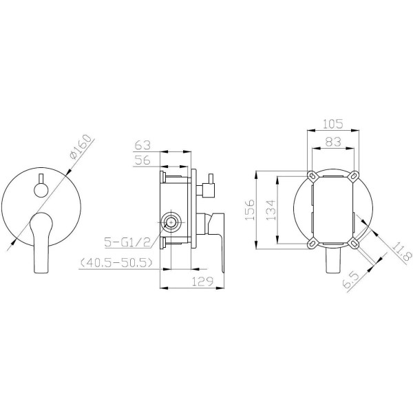 Смеситель для душа Esko Singapore black черный (SB 83-3)