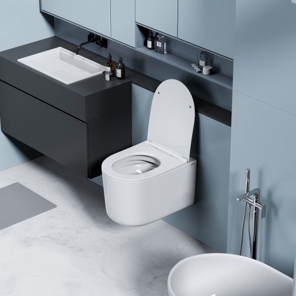 Унитаз подвесной Abber Ultra с ультратонким ободком белый (AC1302)