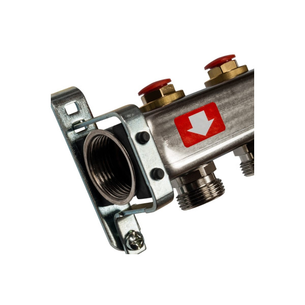 Коллекторная группа 3 отвода 1"x3/4"(18)EK без расходомеров, с клапаном вып. воздуха и сливом Stout (нерж.сталь) (SMS-0932-000003)