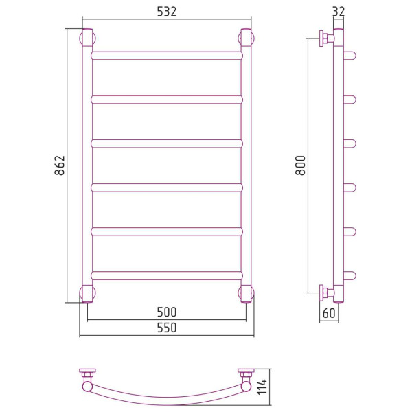 Полотенцесушитель водяной Сунержа Галант+ 800х500 золотой (03-0200-8050)