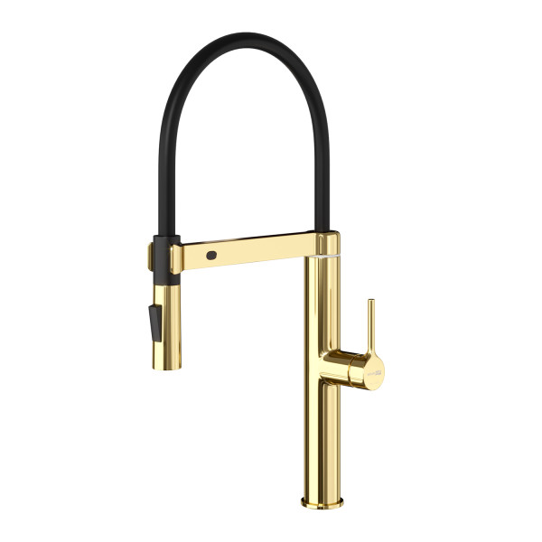 Смеситель для кухни WasserKRAFT с гибким изливом золотой (A8877)