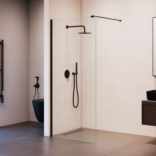 Душевое ограждение RGW Walk In WA-210-B 70x195 стекло прозрачное, профиль черный (351021007-14)