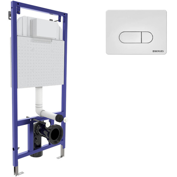 Инсталляция для подвесного унитаза Berges NOVUM D4 с клавишей (040234) белая Инсталляция для подвесного унитаза Berges NOVUM D4 с клавишей (040234) белая