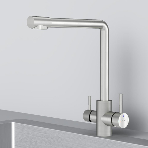 Смеситель для кухни AM.PM X-Joy S с L-изливом с каналом для питьевой воды сатин (F85B05711)