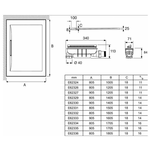Душевой поддон Jacob Delafon Flight Neus 140x80 белый (E62329-00)