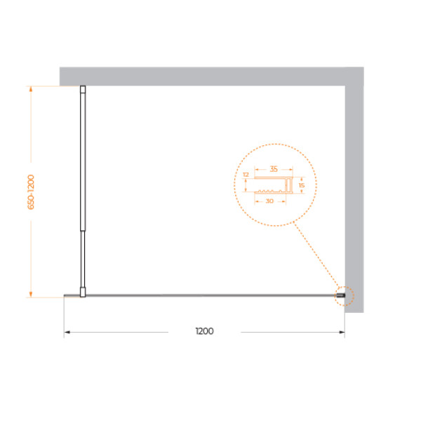 Душевое ограждение BelBagno Kraft 120x195 стекло прозрачное, профиль черный матовый (KRAFT-L-1-120-C-NERO)