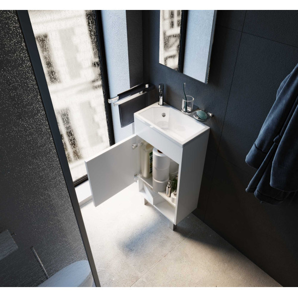 Тумба напольная 1Marka Lira 390*220*850 с раковиной, белый (У85920)