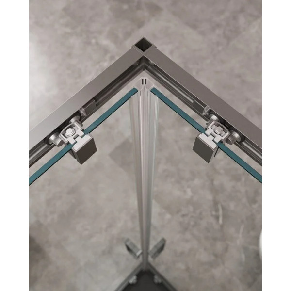 Душевой уголок Cezares Molveno 120x90x195 стекло прозрачное, профиль оружейная сталь (MOLVENO-AH-21-90+30-C-GM-IV)