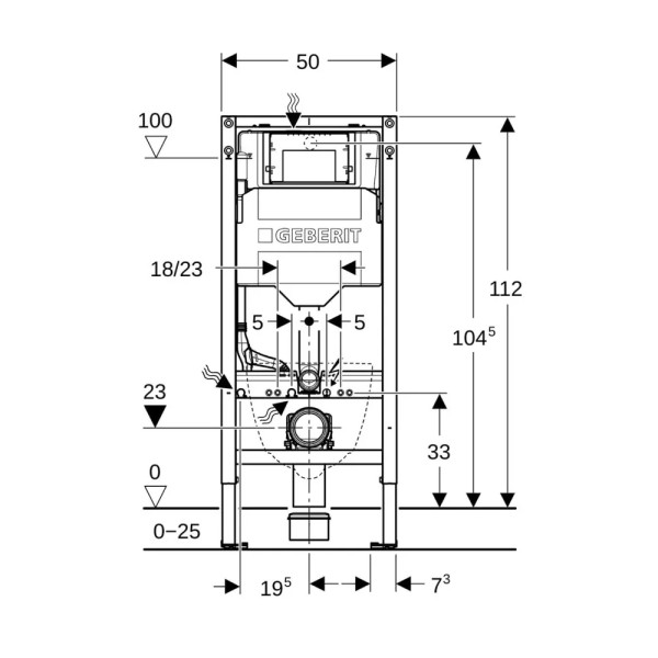 Инсталляция для подвесного унитаза Geberit Duofix 112 см со смывным бачком скрытого монтажа Sigma 12 см (111.950.00.6)