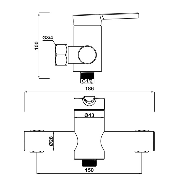 Смеситель для душа Swedbe Diana хром (1020)