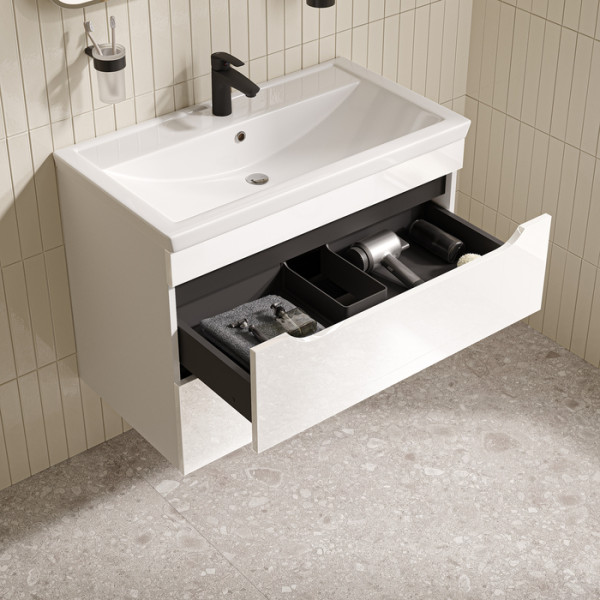 Тумба с умывальником подвесная Iddis Ray 80 см белый подходит умыв. 4078000i28 (RAY80W0i95K)
