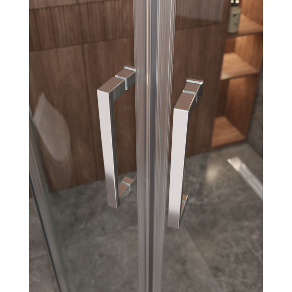 Душевой уголок Cezares Molveno 100x80x195 стекло прозрачное, профиль хром (MOLVENO-RH-2-100/80-C-Cr-IV)