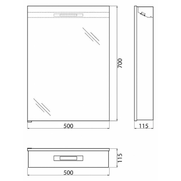 Шкаф зеркальный BelBagno SPC-1A-DL-BL 50x70 (SPC-1A-DL-BL-500)