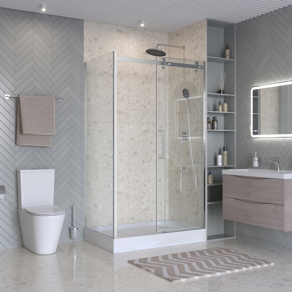 Душевой уголок BelBagno Marino 130x80x195 стекло прозрачное, профиль хром глянцевый (MARINO-2-AH-1-130/80-C-Cr)