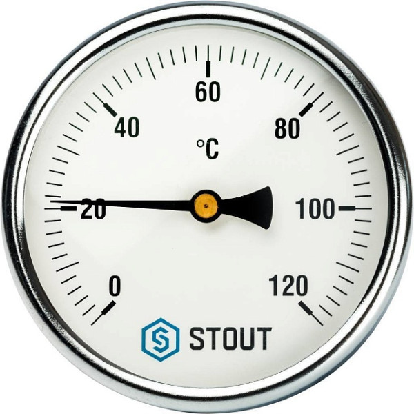 Термометр биметаллический 1/2" 100 мм 0-120°С гильза 50 мм. Stout (SIM-1001-105015)