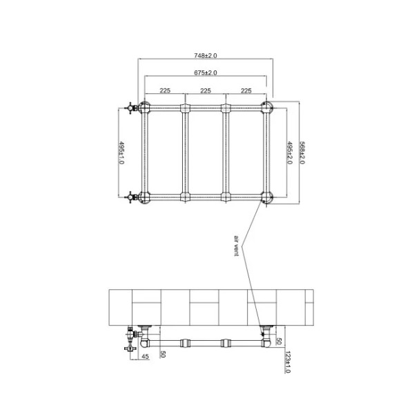 Полотенцесушитель водяной Boheme Imperiale 568x123 G (золото) (719)