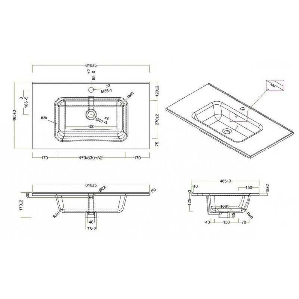 Раковина встраиваемая BelBagno 80 белая (BB800ETL) Раковина встраиваемая BelBagno 80 белая (BB800ETL)