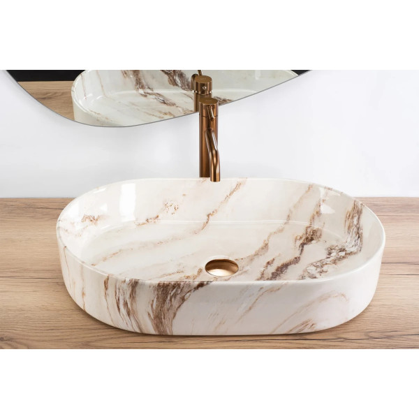 Раковина накладная REA Nadia Marrone 61x38,5x12 мрамор (REA-U9239)