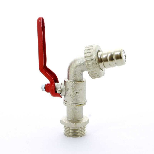 Кран Itap 3/4" шаровый сливной со штуцером (красная стальная рукоятка-рычаг) (1660034)
