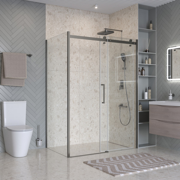 Душевой уголок BelBagno Marino 140x90x195 стекло прозрачное, профиль оружейная сталь матовая (MARINO-2-AH-1-140/90-C-GM)