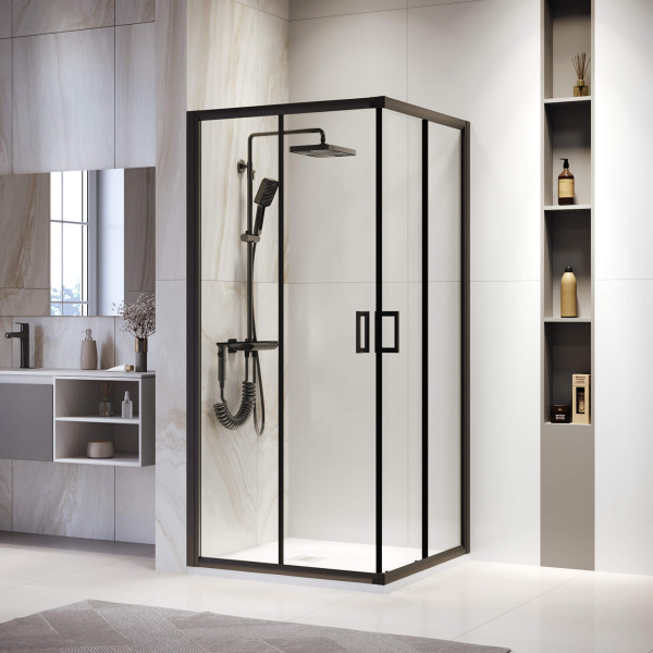 Душевой уголок RGW Passage 100x100 стекло прозрачное, профиль черный (0308390-14)