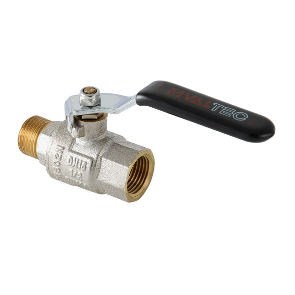 Кран 1/2" ВН шаровый Valtec Perfect (чёрная ручка) VT.315.N.04