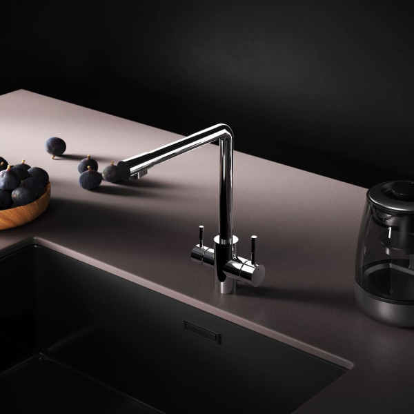 Смеситель для кухни AM.PM X-Joy S с L-изливом с каналом для питьевой воды хром (F85B05700)