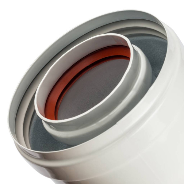 Элемент дымохода Stout DN60/100 адаптер для котла вертикальный коаксиальный (совместимый с Bosch, Buderus (SCA-6010-240100)