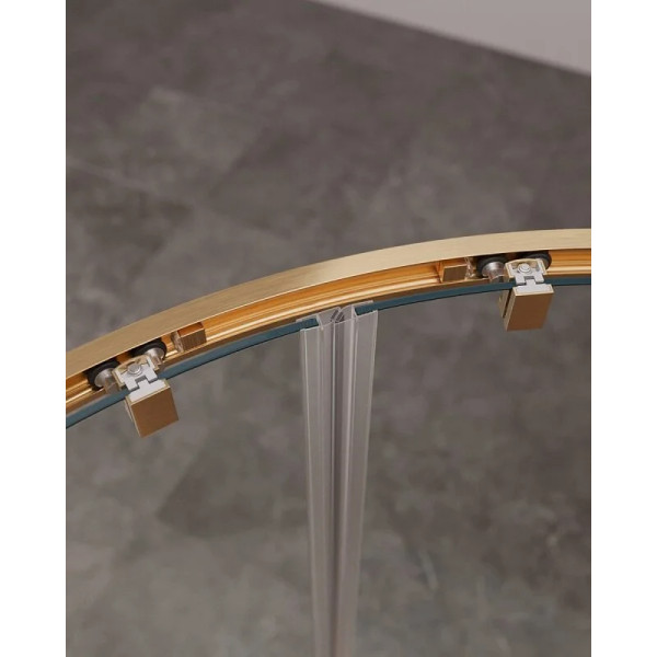 Душевой уголок Cezares Molveno 110x110x195 стекло прозрачное, профиль брашированное золото (MOLVENO-R-22-90+20-C-BORO-IV)