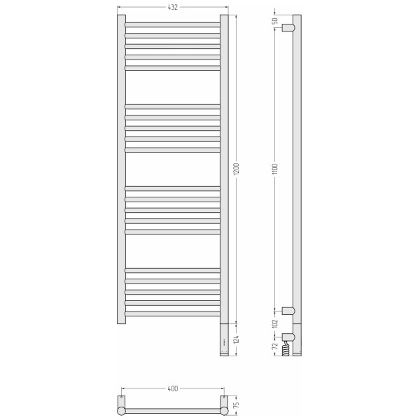 Полотенцесушитель электрический Сунержа Богема 3.1 1200x400 МЭМ провод справа матовый чёрный (31-6005-1240)