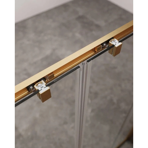 Душевая дверь Cezares Molveno 170x195 стекло прозрачное, профиль брашированное золото (MOLVENO-BF-2-170-C-BORO-IV)