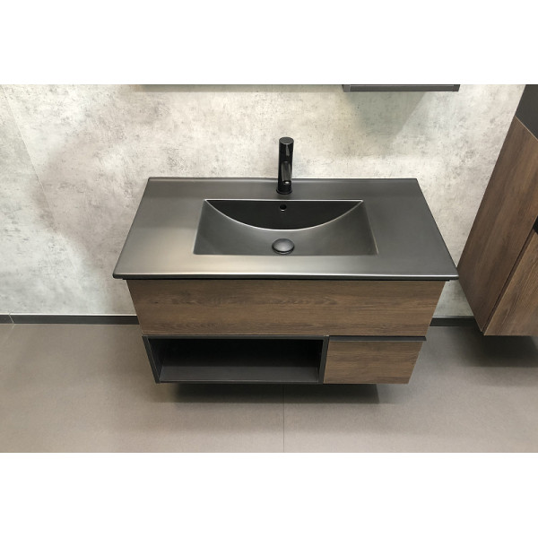 Тумба подвесная с раковиной Comforty Франкфурт 900x465x560 дуб шоколадно-коричневый/черный (00-00002048) Тумба подвесная с раковиной Comforty Франкфурт 900x465x560 дуб шоколадно-коричневый/черный (00-00002048)