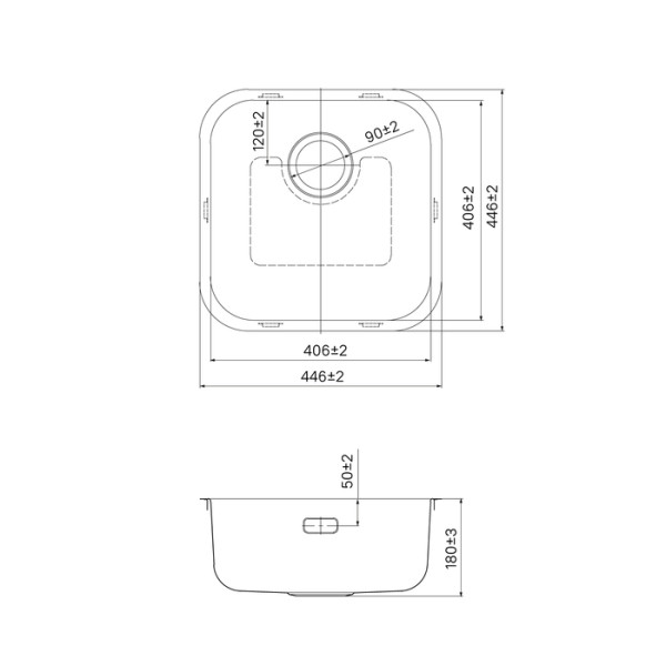 Мойка встраиваемая Iddis Mate 44,6x44,6x18 Mate сифоном графит (MAT44GMi77)