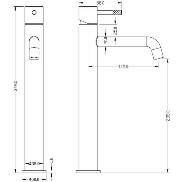 Смеситель для раковины Boheme Uno черный (462-B)