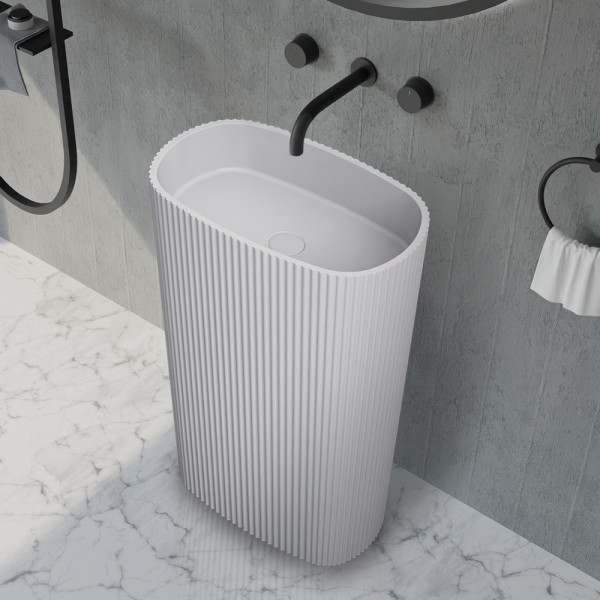 Раковина напольная Abber Stein 550x360 белый матовый (AS2502-H) Раковина напольная Abber Stein 550x360 белый матовый (AS2502-H)