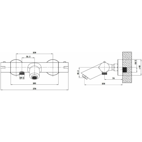 Смеситель для ванны и душа Esko Mikros черный (T3054 Black)