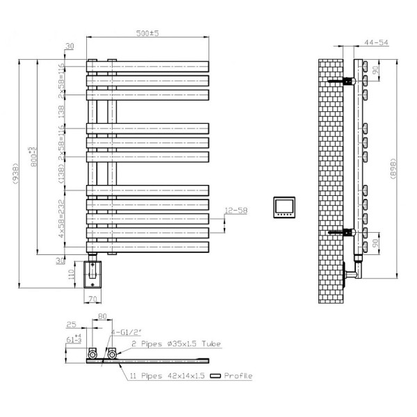 Полотенцесушитель электрический Boheme Venturo 500x898 CR (хром) (721-CR)
