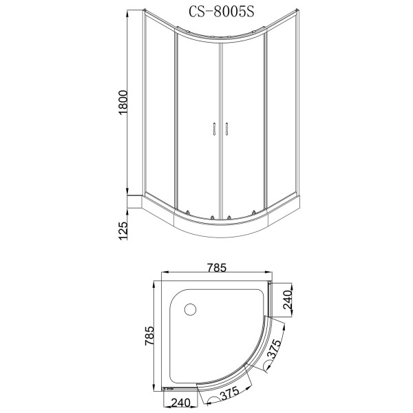 Душевой уголок Loranto 80x80x195 стекло матовое, профиль сатин (CS-805S 80*80*195)
