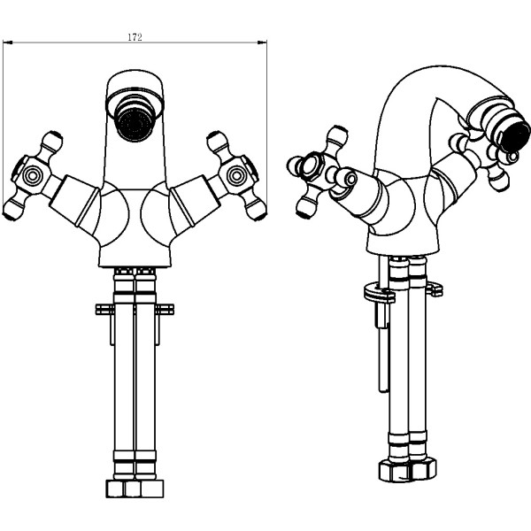 Смеситель для биде Boheme Royal Cristal бронзовый (316-Royal/CRST black)