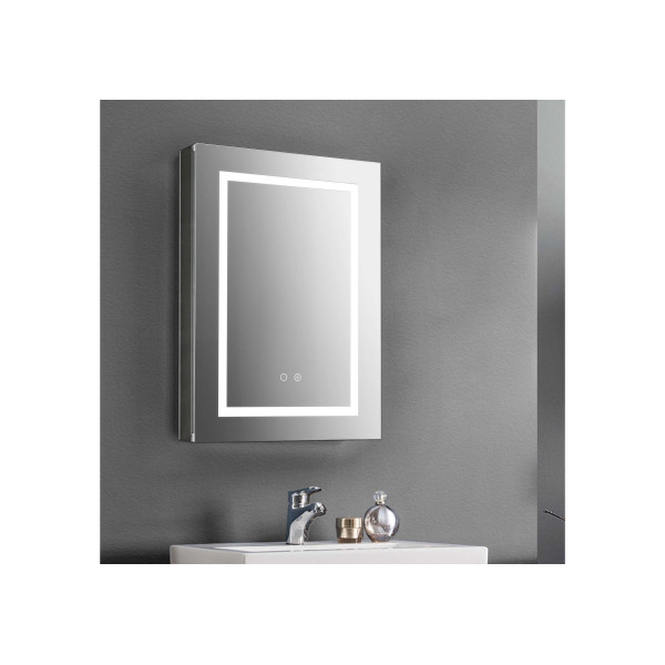 Шкаф зеркальный алюминиевый Aquatek с подсветкой 600x800x133 антизапотевание (AQ7604-MLC)