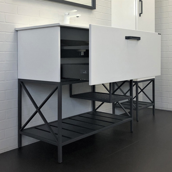 Тумба напольная Comforty Бонн 910x870x465 дуб дымчатый матовый с раковиной (00-00001421)