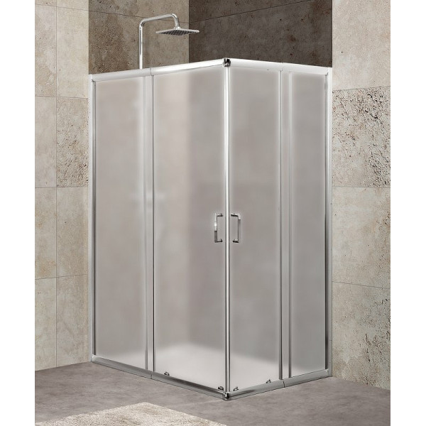 Душевой уголок BelBagno Unique 100x75x190 стекло рифленое, профиль хром (UNIQUE-AH-2-10/115-75/90-P-Cr)