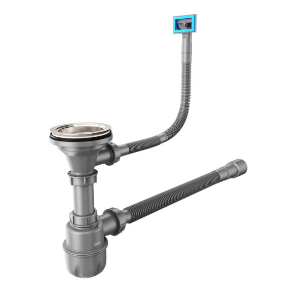 Сифон Iddis 40x3 1/2" бутылочный Iddis с выпуском переливом и гофротрубой Optima Home (900CVG0P10VD)