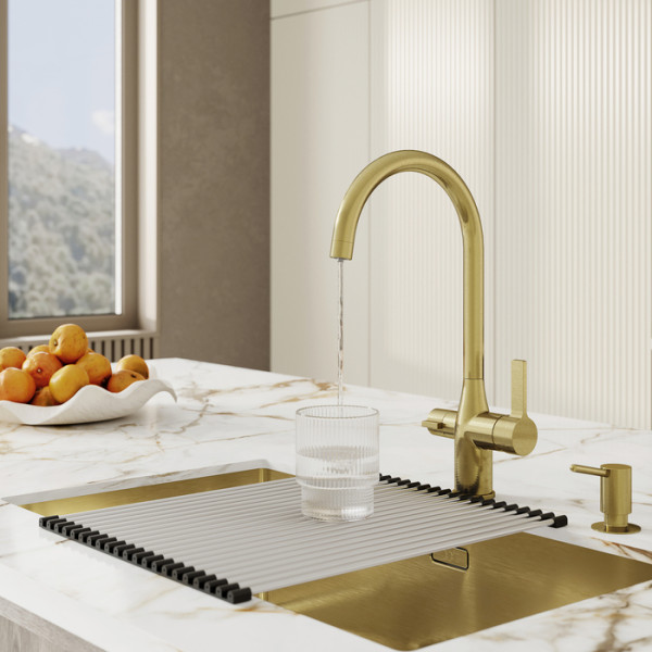 Смеситель для кухни Iddis Pure с каналом для фильтрованной воды золотой (PURMGFJi05)