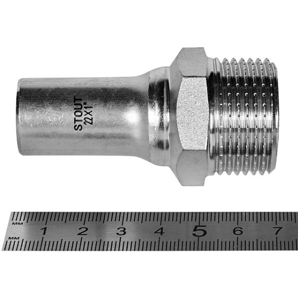Вставка резьбовая 22х1"Н Stout SSS-2024 НПр-НР (нерж.ст., пресс) SSS-2024-000221 Вставка резьбовая 22х1"Н Stout SSS-2024 НПр-НР (нерж.ст., пресс) SSS-2024-000221