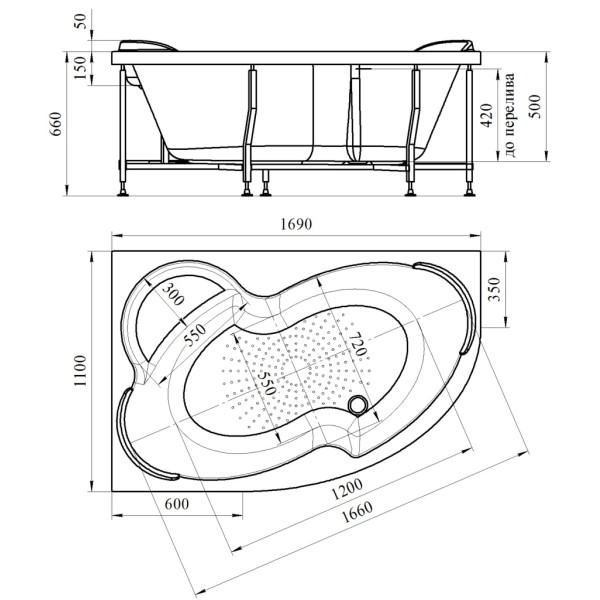 Ванна акриловая Радомир Ирма 169*110 L, с каркаcом (2-01-0-1-1-217) Ванна акриловая Радомир Ирма 169*110 L, с каркаcом (2-01-0-1-1-217)