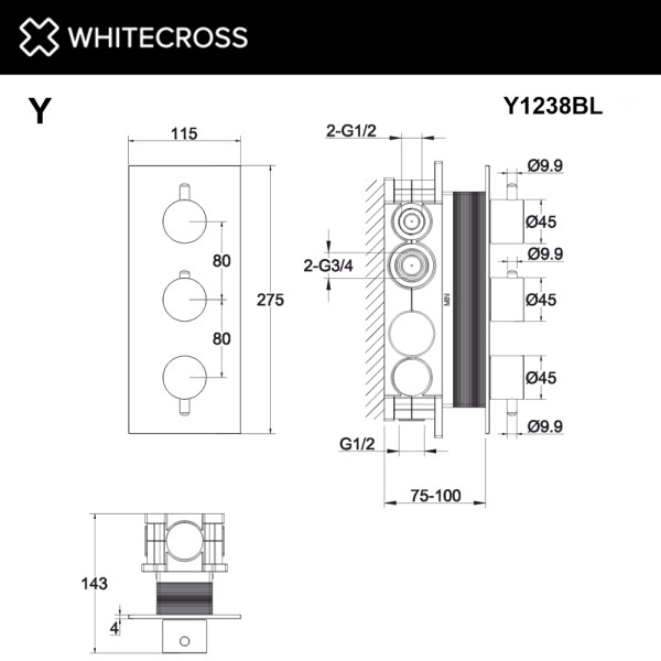 Смеситель для душа Whitecross Y черный мат (Y1238BL) Смеситель для душа Whitecross Y черный мат (Y1238BL)