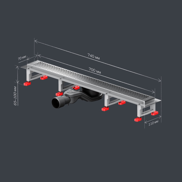 Душевой лоток AM.PM MasterFlow линейный универс затвор Cut Gradient 70 см сталь мат (W01SC-P11-070-01SB)